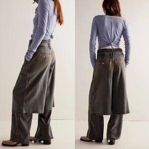 Free People We The Free Nocturne Double Hem Trouser Jeans Baggy Grunge Boho Wide